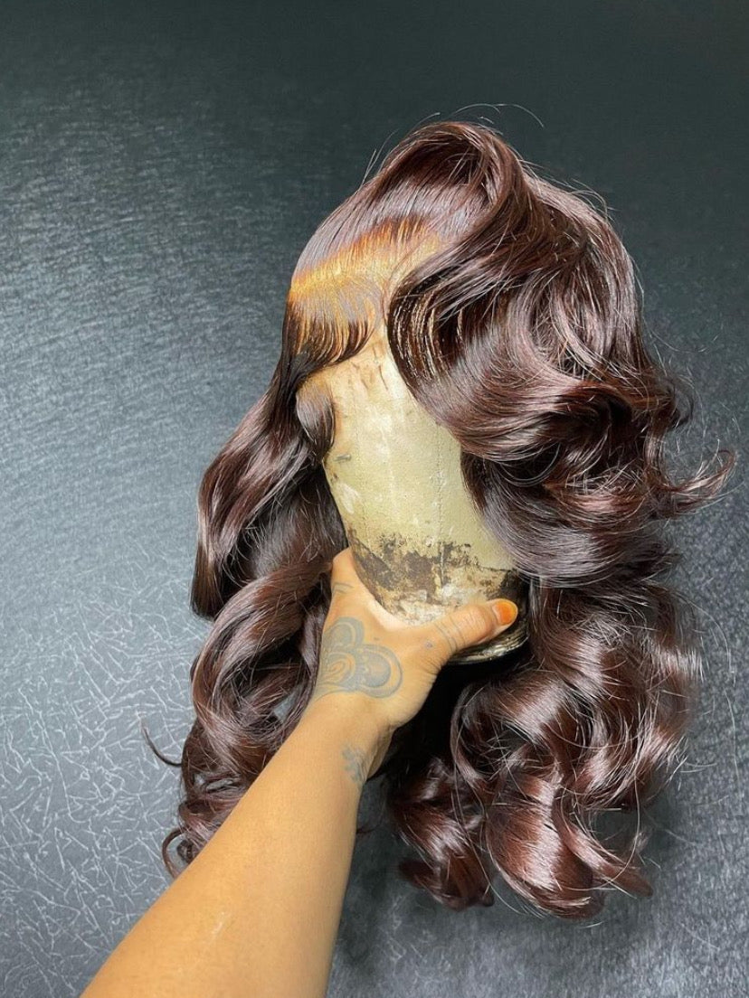 Perruque Body Wave Marron Foncé