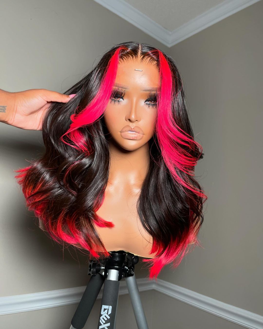 Perruque Body Wave Highlight Noir Rose